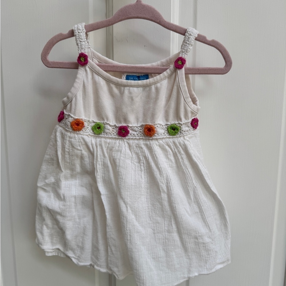 The Children's Place 3T White Camisole Blouse Shirt Decorative Lace Floral Trim